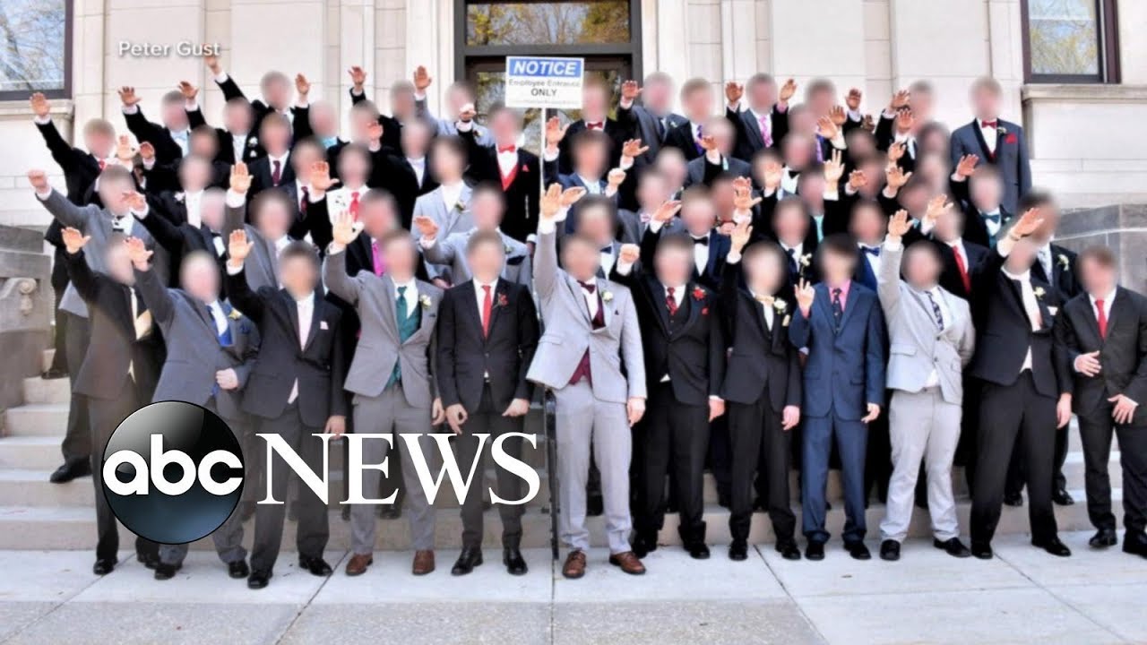 Photo appears to show high school students giving Nazi salute