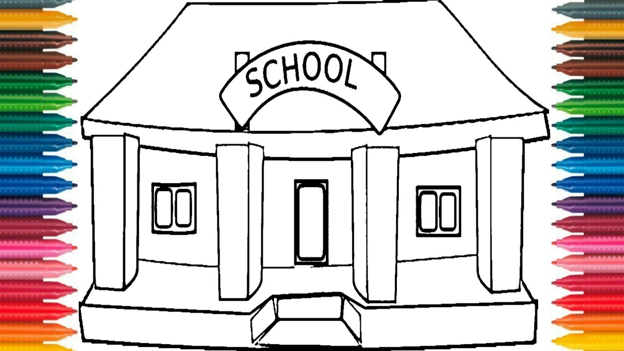 Https my school. Школа рисунок. Школа рисунок карандашом. Рисунок школы карандашом для детей. Здание школы раскраска для детей.