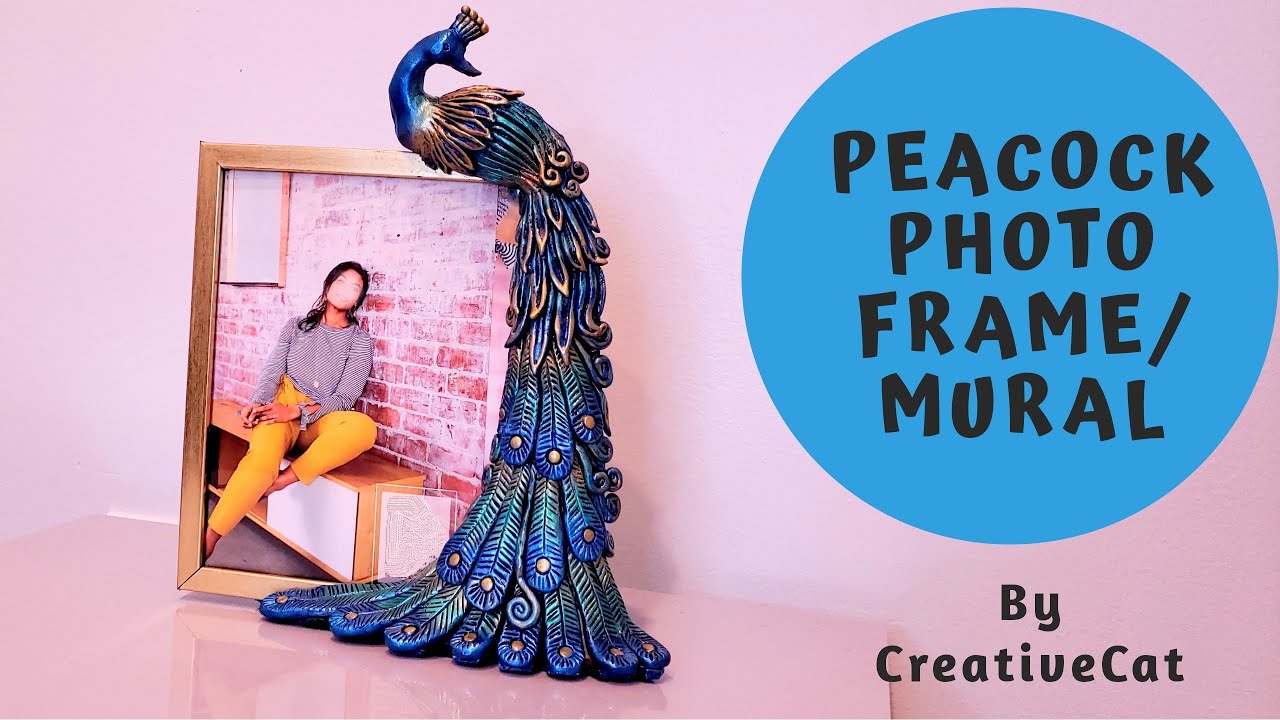Peacock Photo Frame/Peacock Clay Mural/art and craft (Best out of waste)