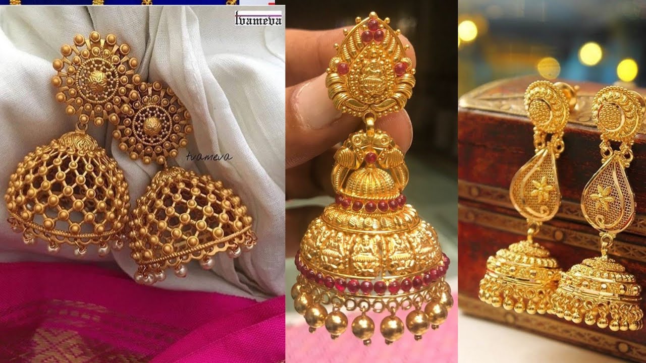 Exclusive Gold Earring Designs Images Bridal Jewellery | Iram's World Of Jewellery