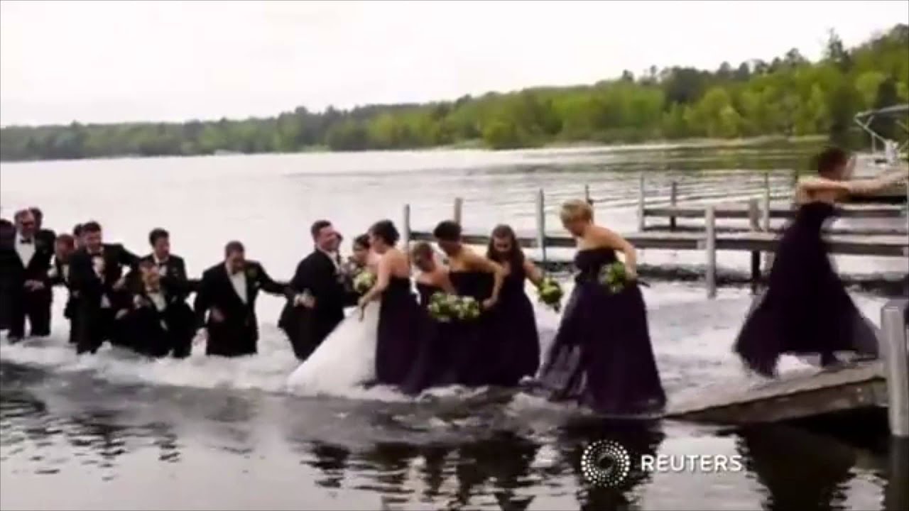 Bridal Party Falls Into Lake During Photos... Before the Wedding!