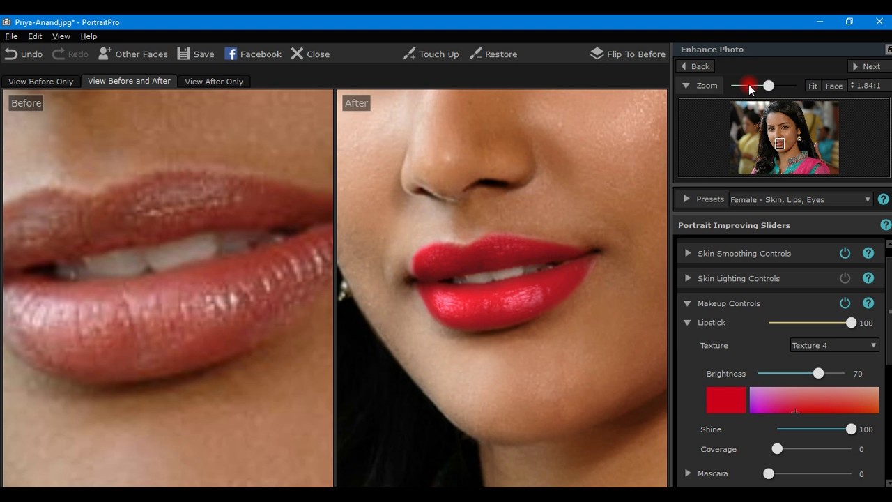 how to lips color change PortraitPro 15 8989895916
