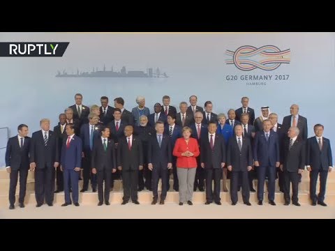 G20 leaders pose for ‘family photo’ in Hamburg, Trump sidelined