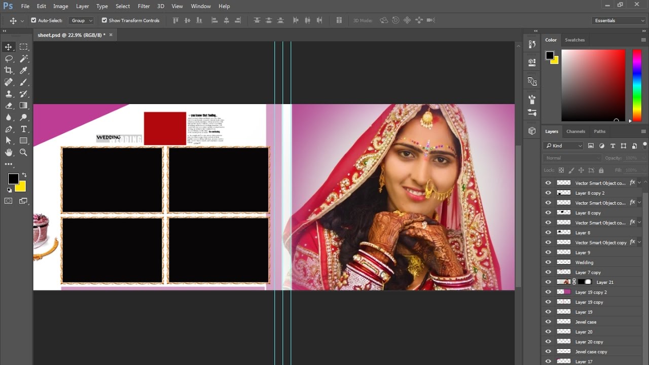 #13 Wedding album Design, Paste into Box/Frame and clipping mask (in Hindi)