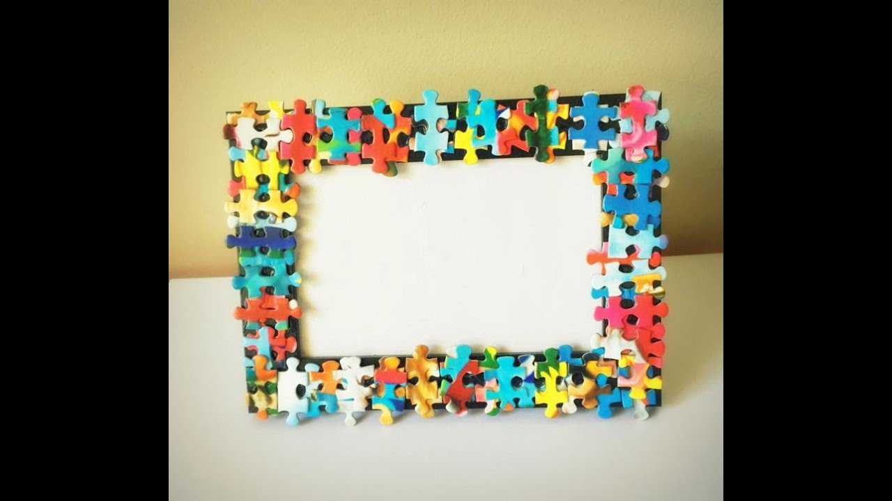 Recycle puzzles/ decorate photo frame /home decor/ gift /kids school craft project /sustainability