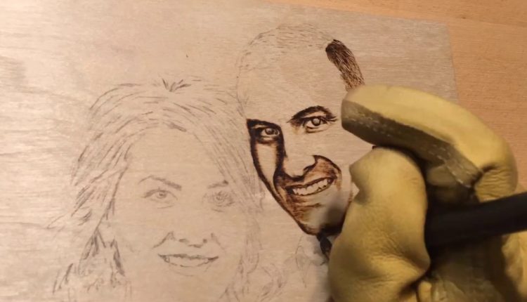 Pyrography Portrait Time Lapse Wood Burned Photo Art on Wood Art by Jannie Lisonbee | Red Roof Barn
