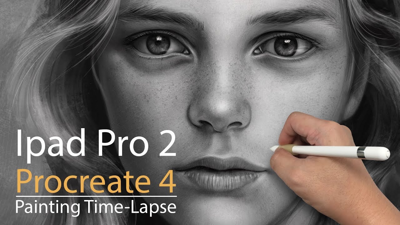 iPad Pro Procreate 4 Painting BW Portrait