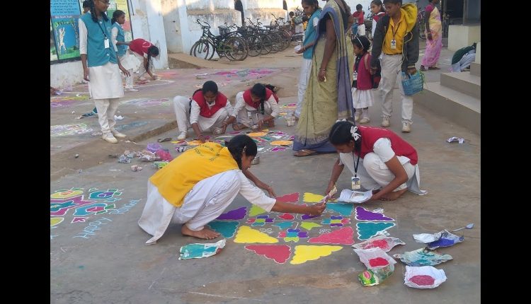 IRIS English medium school Rangoli competition photo