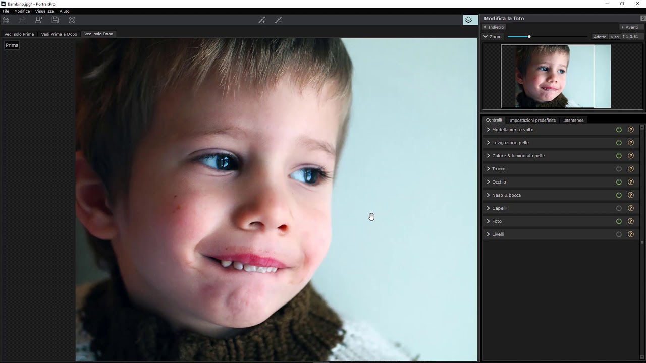 Fast Workflow: Portrait Professional Studio Max 18 lavoro su Bambino