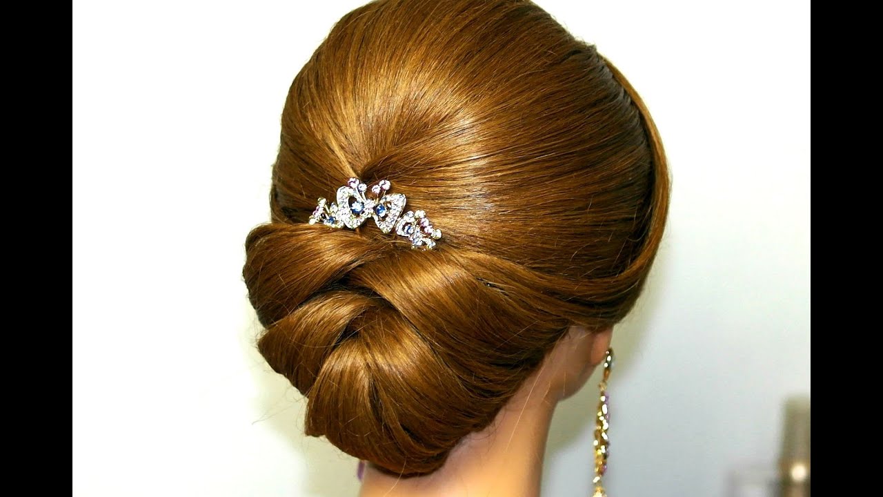 Wedding hairstyle for medium long hair. Bridal updo