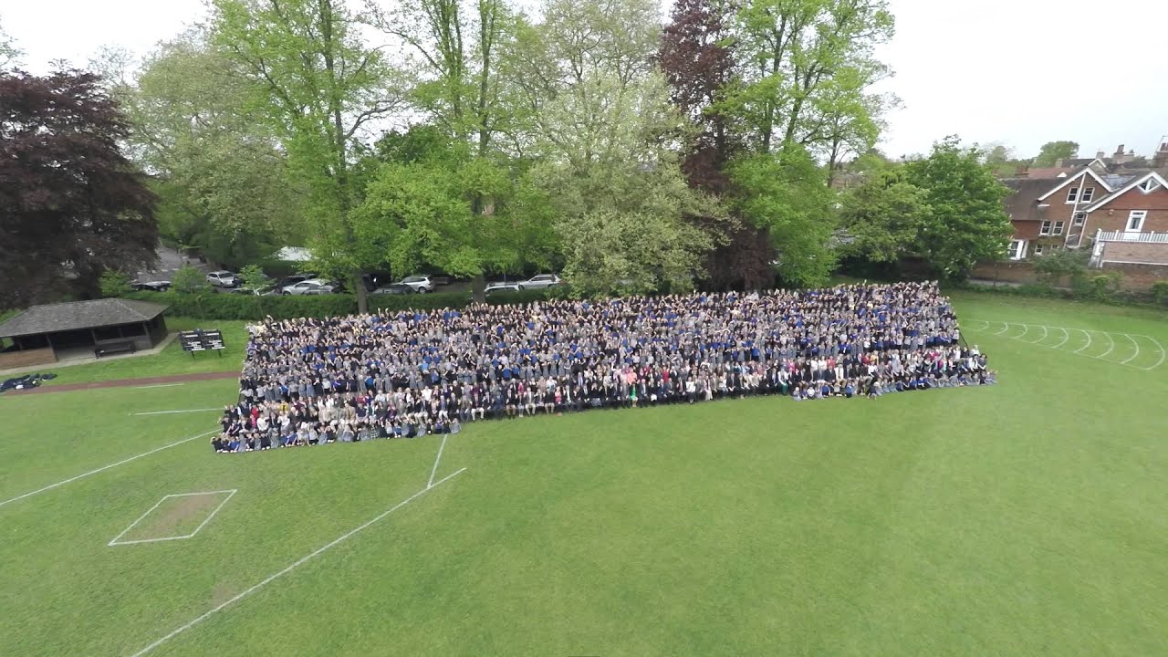 Dragon School, Oxford. Aerial Large School Group Photograph