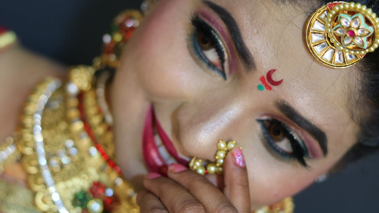 Maharashtrian Bridal Traditional Look Hair Style & Makeup