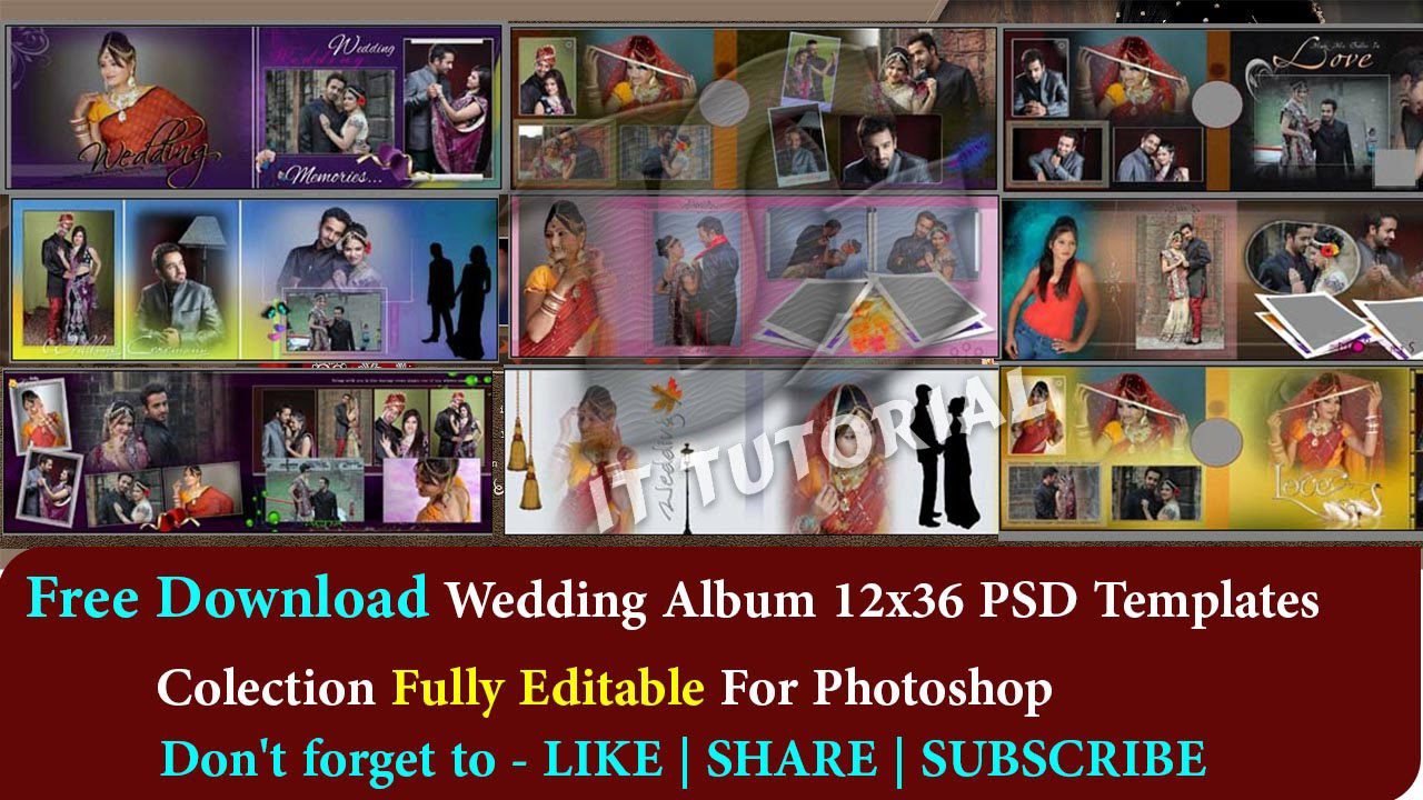 Free Download Wedding Album 12x36 PSD Templates Collection Fully Editable For Photoshop Pack 01