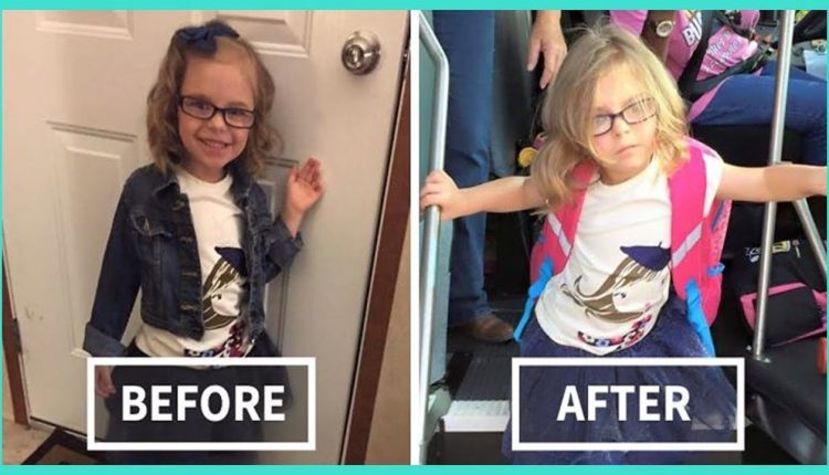 Hilarious Pics Of Kids Before And After Their First Day Of School