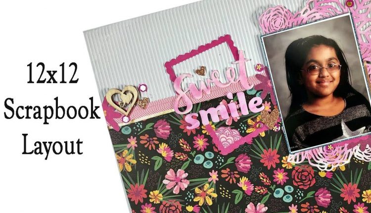 12x12 scrapbooking  girl layout  / TSNSKC / scrapbook school photo / Challenge using a sketch