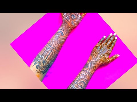 Front and back side of the hand bridal mehndi design || Full hand