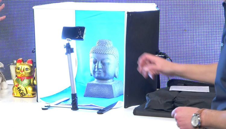 Somikon Professionelle Foto-Studio-Box inkl. 2 Fotolampen und Stativ