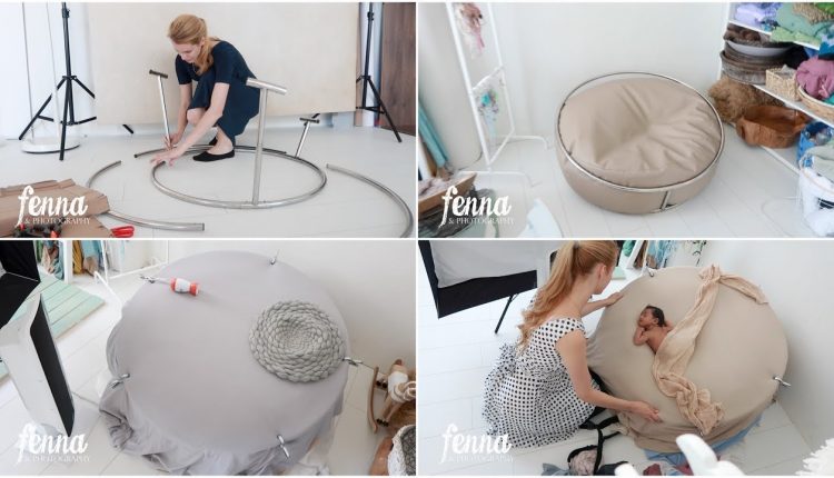 Testing a round Backdrop Stand for Newborn Photography.  An imitation from Aliexpress?