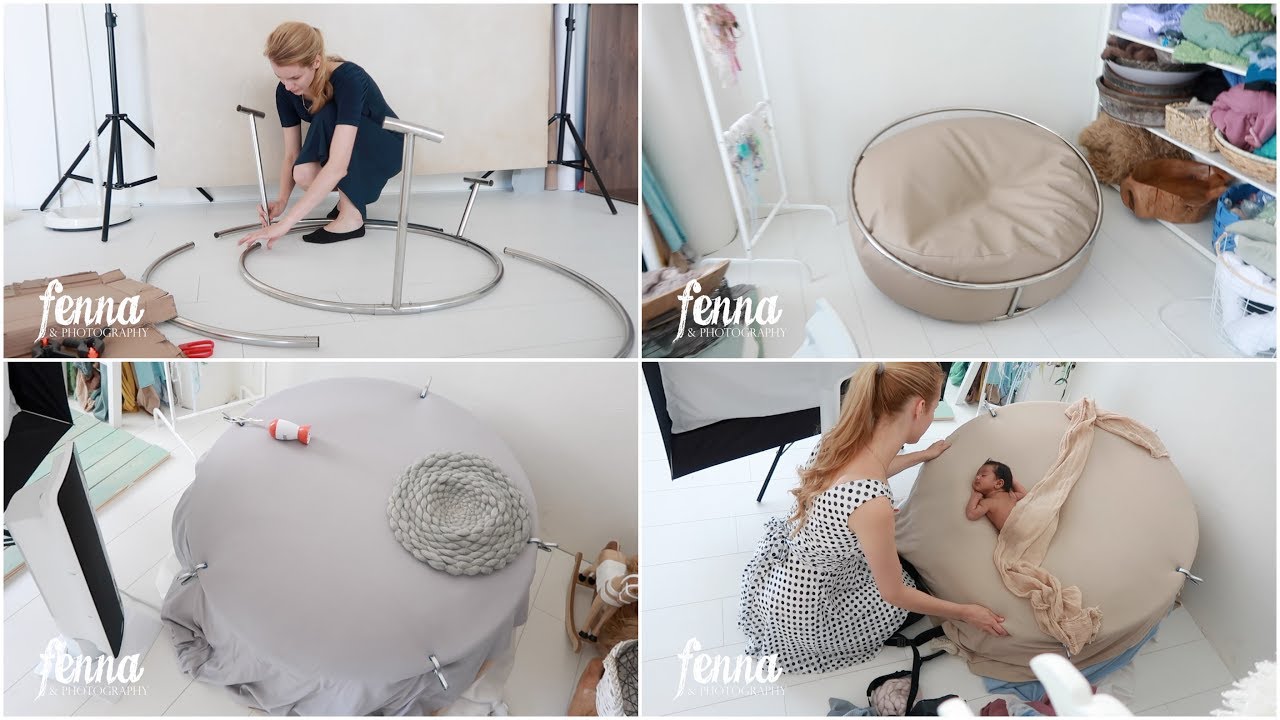 Testing a round Backdrop Stand for Newborn Photography.  An imitation from Aliexpress?