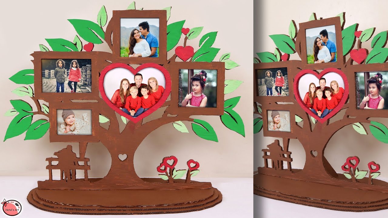Tree Family Photo Frame... Best Out Of Waste Photo Frame Idea !!!