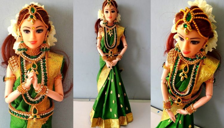 Barbie saree draping | South indian bridal doll/jewellery| How to drape a saree perfectly for barbie