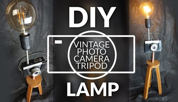 DIY vintage photo camera tripod lamp