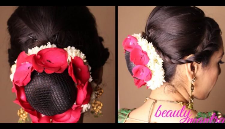 Hairstyle - Easy Bridal Updo With Gajra and Rose Petals