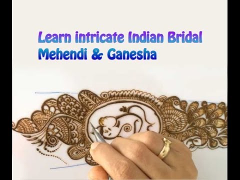 Traditional  indian intricate  bridal mehendi, Ganesha and Peacock episode 4