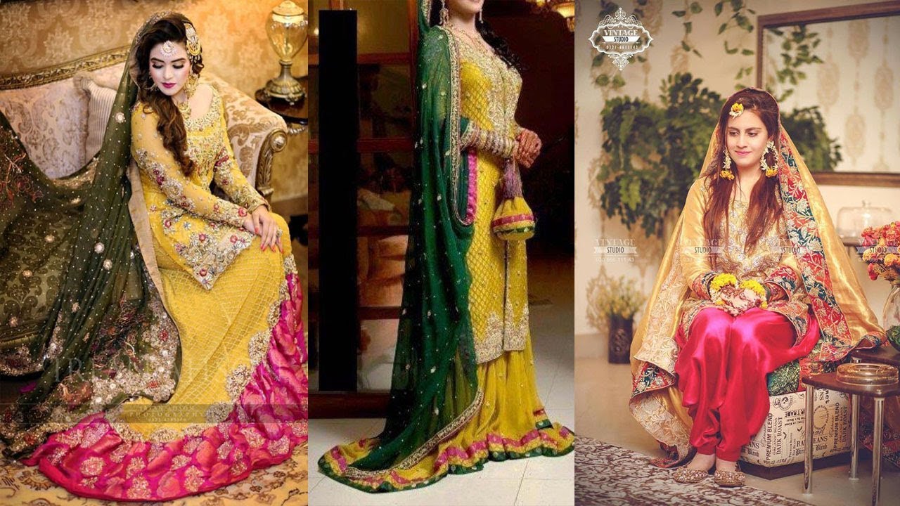 Beautiful Mehndi Dresses Latest 2019  Dresses Collection  || Bridal Mehdi Dresses Pictures