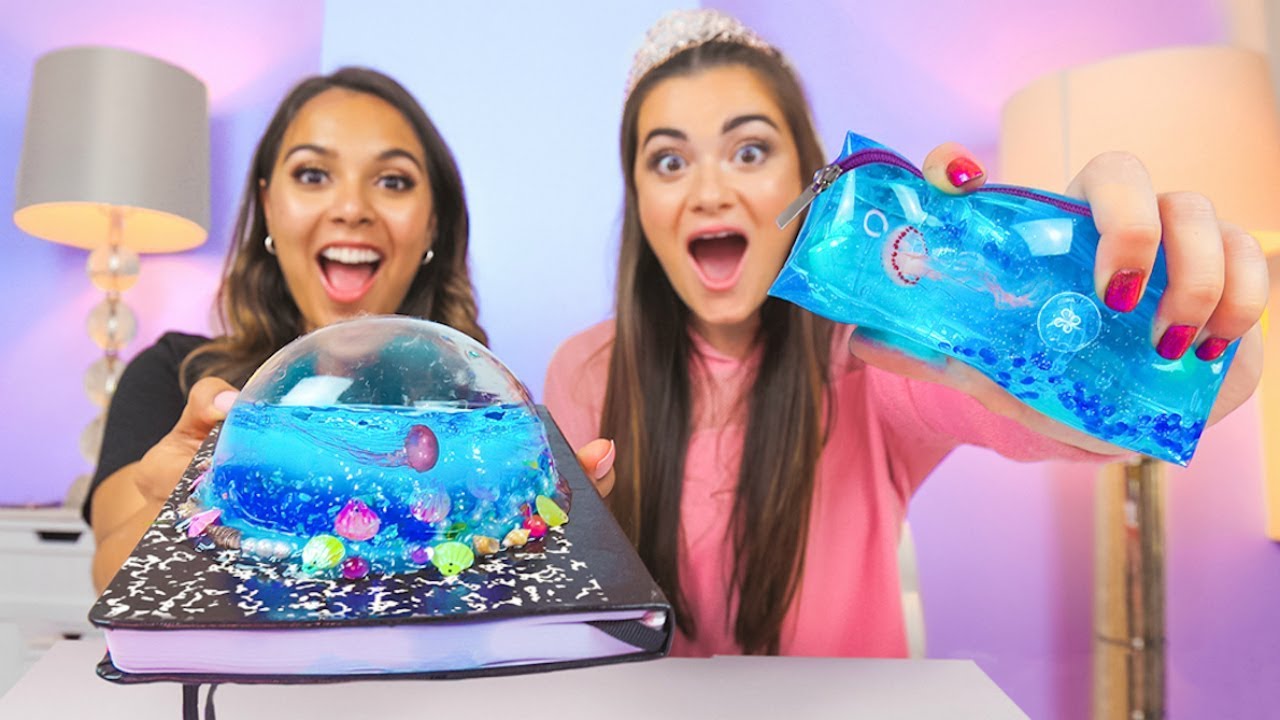If My School Supplies were UNDERWATER! DIY Jelly School Supplies 2018 with Natalies Outlet