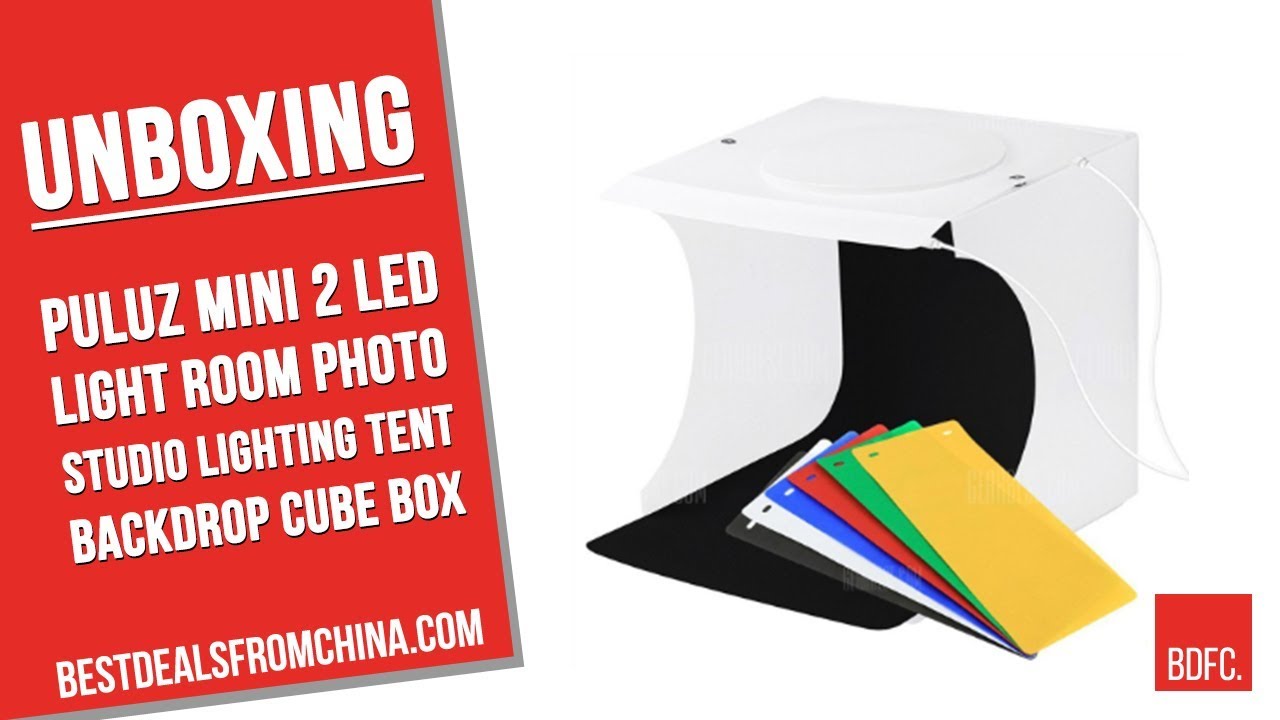 Unboxing Gearbest PULUZ Mini 2 LED Light Room Photo Studio Lighting Tent Backdrop Cube Box