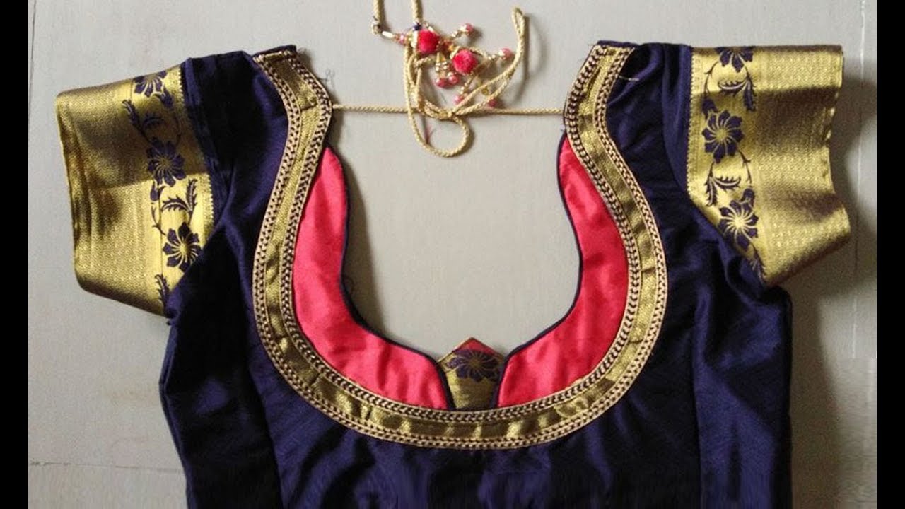 Top 20 Patch Work Blouse Neck Designs For Bridal Paithani Sarees