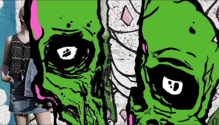 Animation skull art on photo