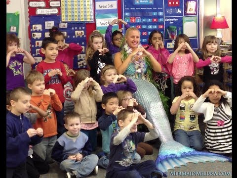 Real Mermaid class photos with school children