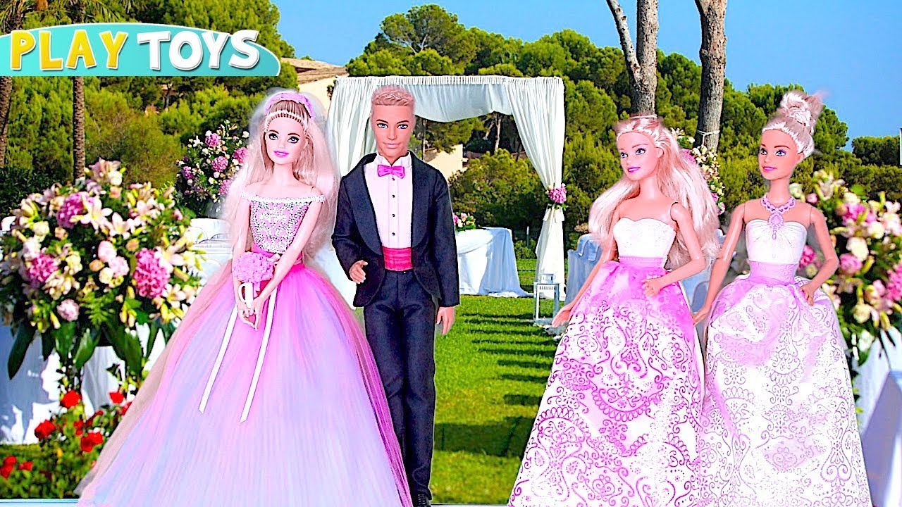 Barbie Girl Wedding Party Dress up & Hairstyle Toys!